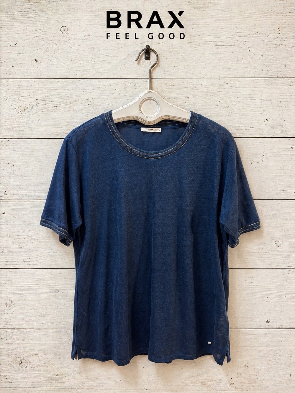 BRAX Blue Linen Blend T-Shirt – Size XL